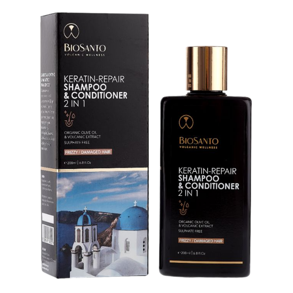 Biosanto - Shampoing et après-shampoing réparateur à la kératine 2 en 1